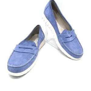 LANDS' END COMFORT STEP BLUE SUEDE LOAFER SHOES - 9D